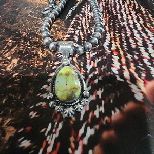 Elegant NATIVE MADE Sterling Silver Palamino Stone Pendant (Daniel Benally)